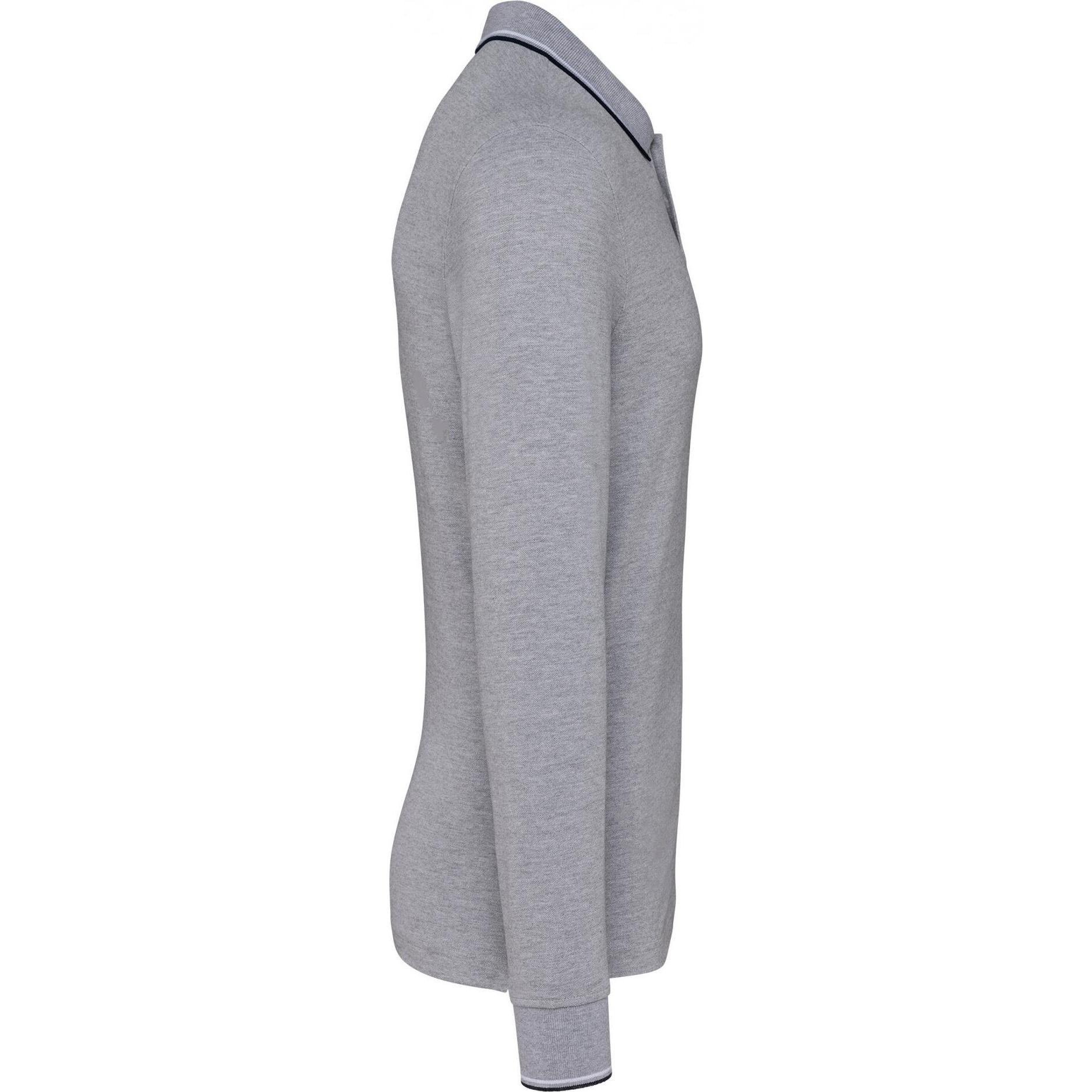 Thumbnail - Kariban, Herren, Shirt, Polo-Shirt aus Piqué-Strick langarm, Grau, (S)