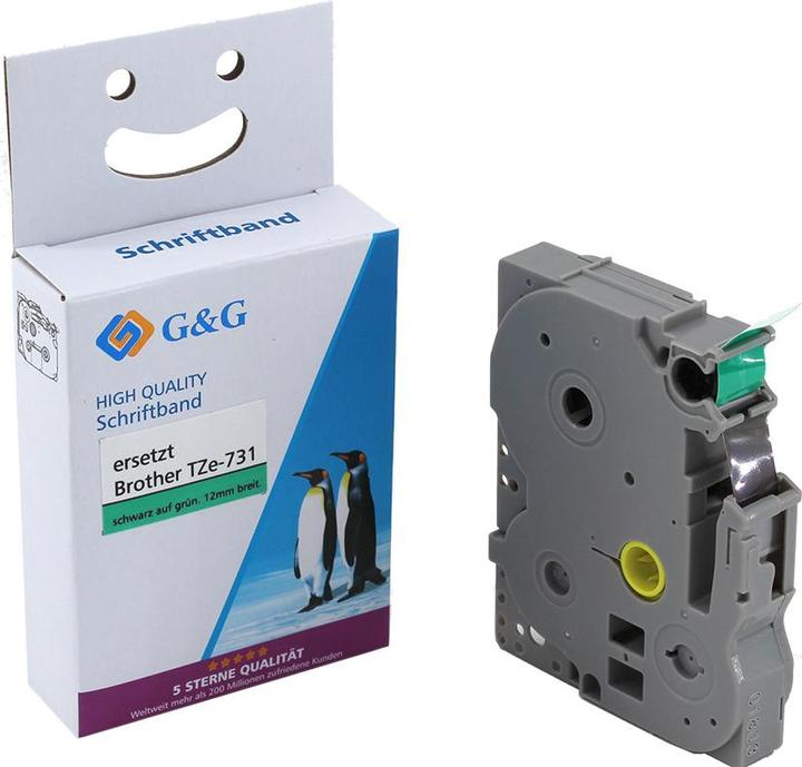 Actual product image G&G Tape colour: Green Font colour: Black 12 mm 8 m (1.20 cm, Black, Green)