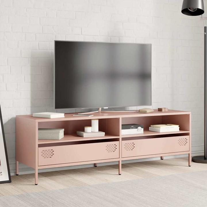 Produktbild vidaXL TV Schrank Lowboard Fernsehschrank Fernsehtisch Rosa Kaltgewalzter Stahl (135 x 39 x 43.5 cm)
