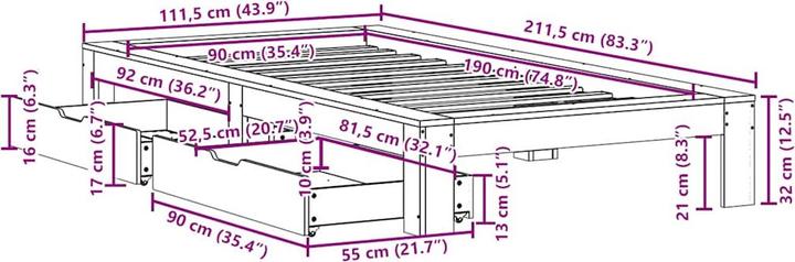 Image du produit vidaXL Bettrahmen (90 x 190 cm)