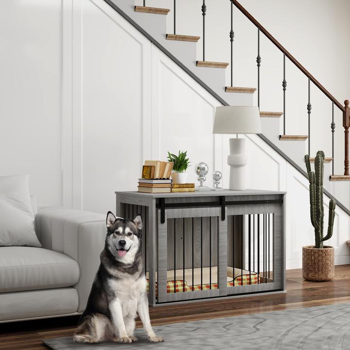 Immagine prodotto PawHut Hundekäfig Spanplatte, Stahl Grau (Cuccia per cani)