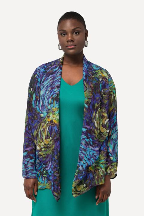 Produktbild Ulla Popken Indoorjacke, Rayon-Chiffon, Wasserfallkragen, Langarm (56)