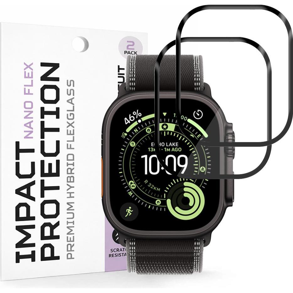 Techsuit - Nano Flex (2 pack) - Apple Watch Ultra - Black, Accessori per smartwatch, Nero