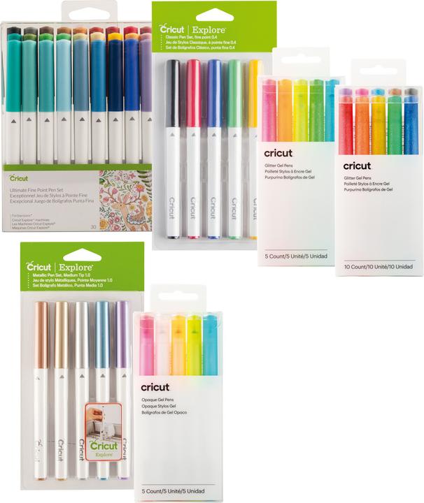 Produktbild Cricut Glitter Gel Neon pens 5-pack Pink Orange Yellow Green Blue (P)