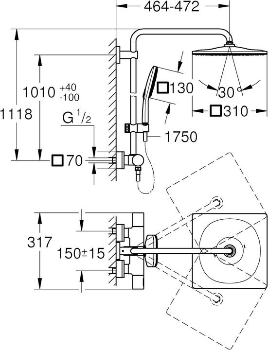 Produktbild Grohe Rainshower SmartActive 310 Duschsystem