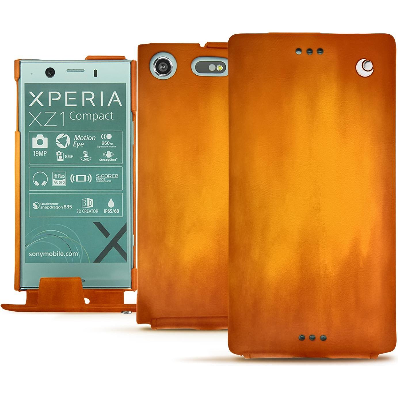 Thumbnail - Noreve Lederschutzhülle vertikal (Sony Xperia XZ1 Compact), Smartphone Hülle, Orange