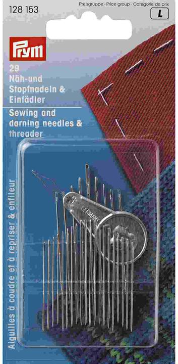 Actual product image Prym Sewing and darning needle range with threader Card 29 needles
