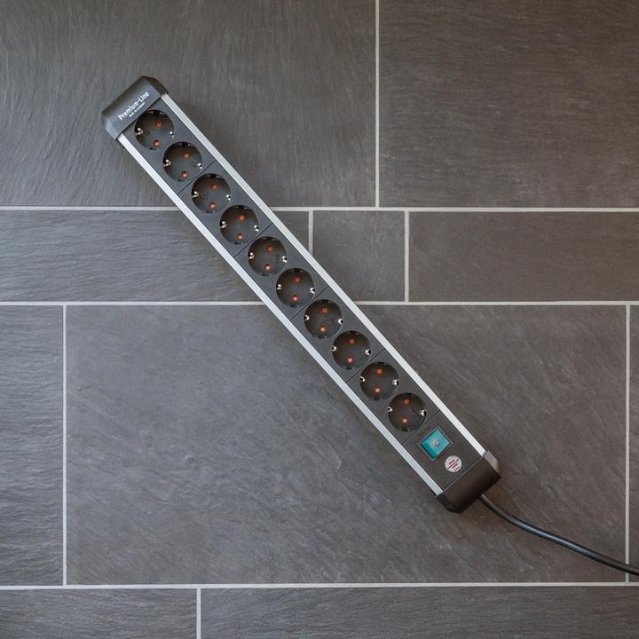 Produktbild Brennenstuhl 1391030600 Steckdosenleiste mit Schalter Silber-Schwarz Schutzkontakt 1 St. (6x, CEE 7/3, 3 m)