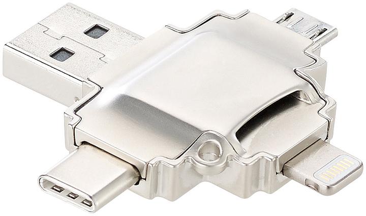 Image du produit Callstel lecteur de carte microSD (USB 2.0, Micro USB, USB-C, Lightning)
