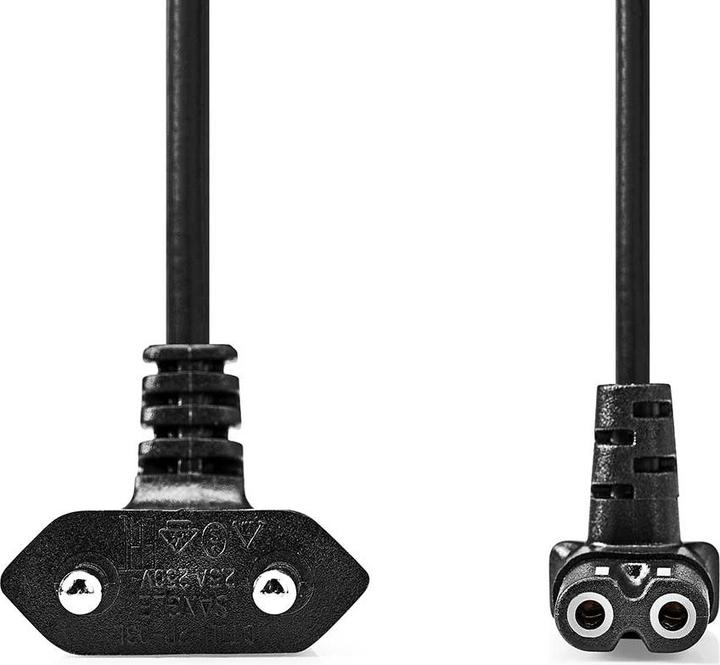 Actual product image Nedis Power cable | Euro Male | IEC-320-C1 | Angled | 90° angled | Nickel-plated | 2.00 m (2 m)