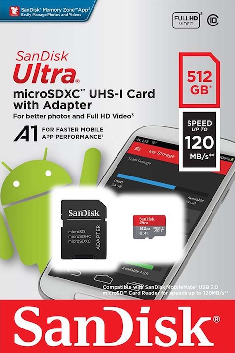 Actual product image SanDisk Ultra A1 (512 GB, microSDXC, U1, UHS-I)