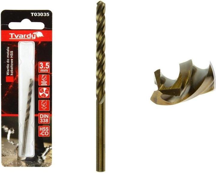 Actual product image Tvardy HSS M35 3.5 mm cobalt metal drill bit (3.5 millimetres)