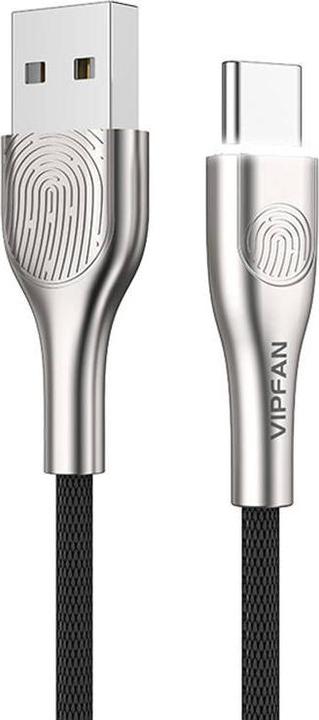 Produktbild Vipfan USB to USB-C cable Fingerprint Touch Z04, 3A, 1.2m (black) (USB 3.2 Gen 1)