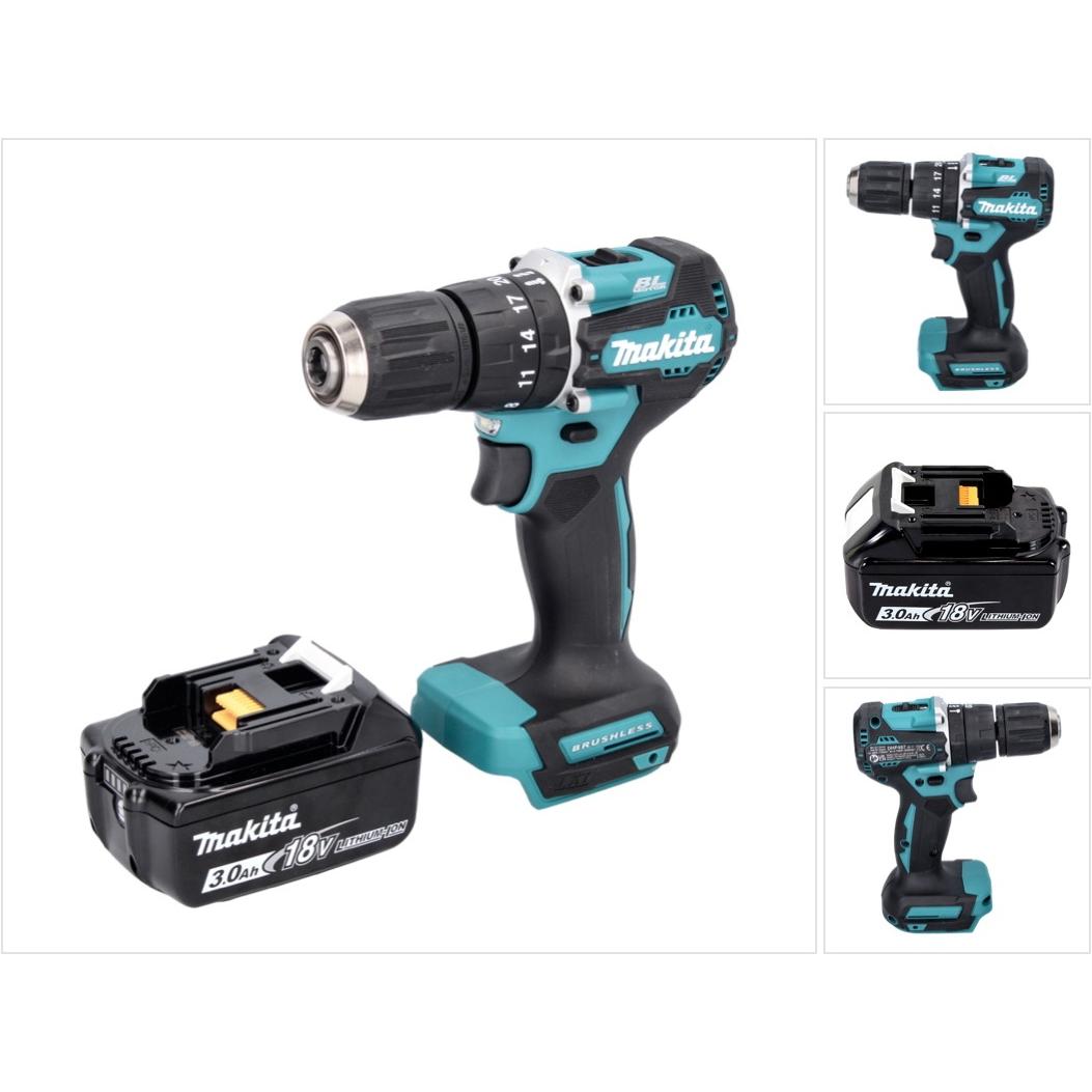 Makita, Trapano + Avvitatore a batteria, DHP 487 F1 Perceuse-visseuse à percussion sans fil 18 V 40 Nm brushless + 1x batteria 3.0 Ah