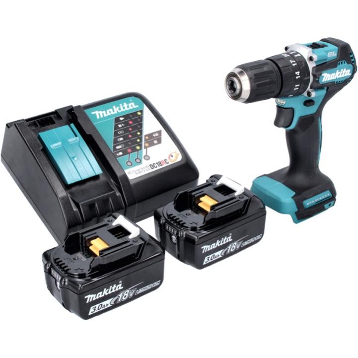 Thumbnail - Makita, Bohrmaschine + Akkuschrauber, DHP 487 RF Akku Schlagbohrschrauber 18 V 40 Nm Brushless + 2x Akku 3,0 Ah + Ladege...