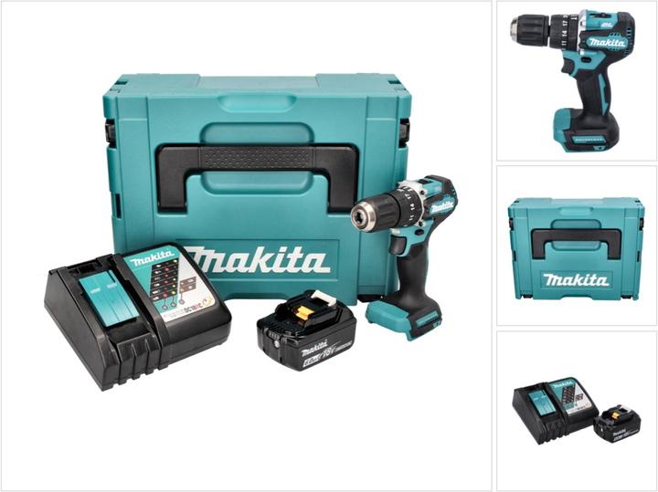Produktbild Makita DHP 487 RG1J Akku Schlagbohrschrauber 18 V 40 Nm Brushless + 1x Akku 6,0 Ah + Ladegerät + Mak