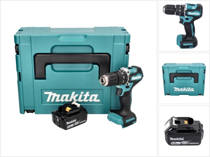 Produktbild Makita DHP 487 G1J Akku Schlagbohrschrauber 18 V 40 Nm Brushless + 1x Akku 6,0 Ah + Makpac - ohne La