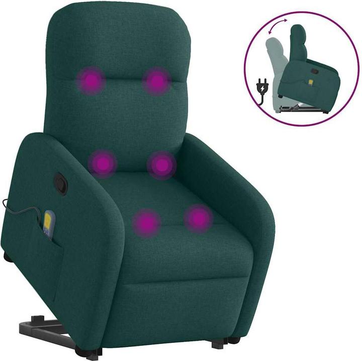 Immagine prodotto vidaXL Poltrona massaggiante con ausilio stand-up in tessuto verde scuro