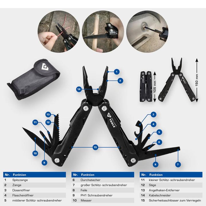 Actual product image KS Tools Knife and multifunctional pliers (15 Functions)