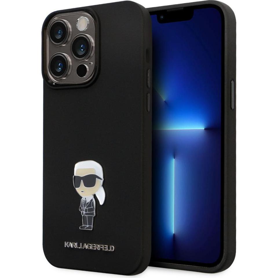 Karl Lagerfeld KLHCP15XSMHKNPK iPhone 15 Pro Max 6.7" czarny/black Silicone Ikonik Metal Pin (Apple iPhone 15 Pro Max), ...