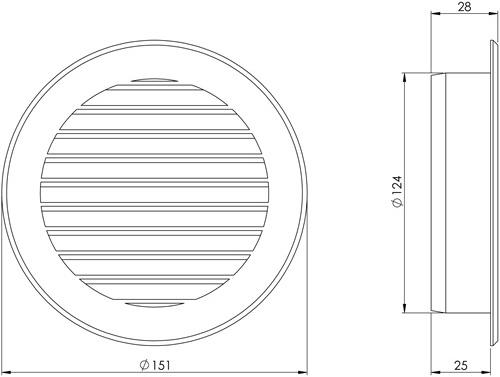 Actual product image Europlast GRILLE VENTILATION D125, GREY