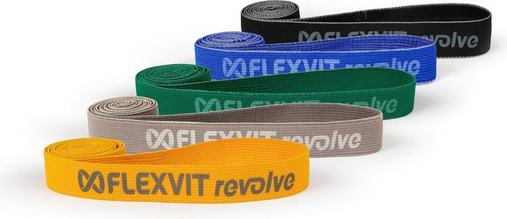 Flexvit Powerbands Revolve 5er-Set "Pentathlon" (Extra Leicht, Extra Stark, Leicht, Mittel, Stark)