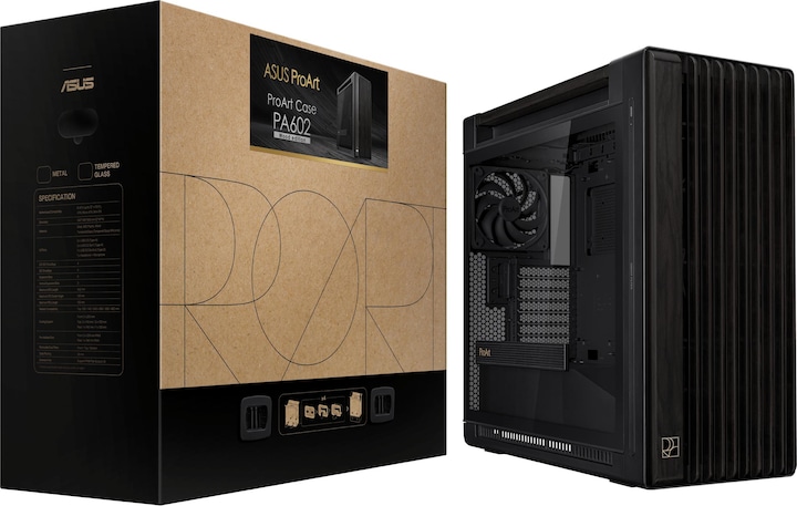 Actual product image ASUS ProArt PA602 Wood Edition (mATX, Mini-ITX, Mini-DTX, E-ATX, ATX, DTX)