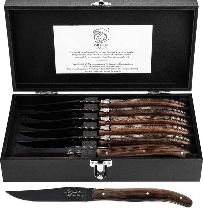 Produktbild Laguiole Laguile Stil Die Vie Steak Messsen Luxuslinie - 6 -stellige - Wenge (6 Stück, Messer)