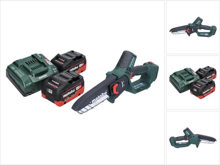 Produktbild Metabo MS 18 LTX 15 Akku Gehölzsäge 18 V 15 cm 5 m/s + 2x Akku 5,5 Ah + Ladegerät (Akku Kettensäge)