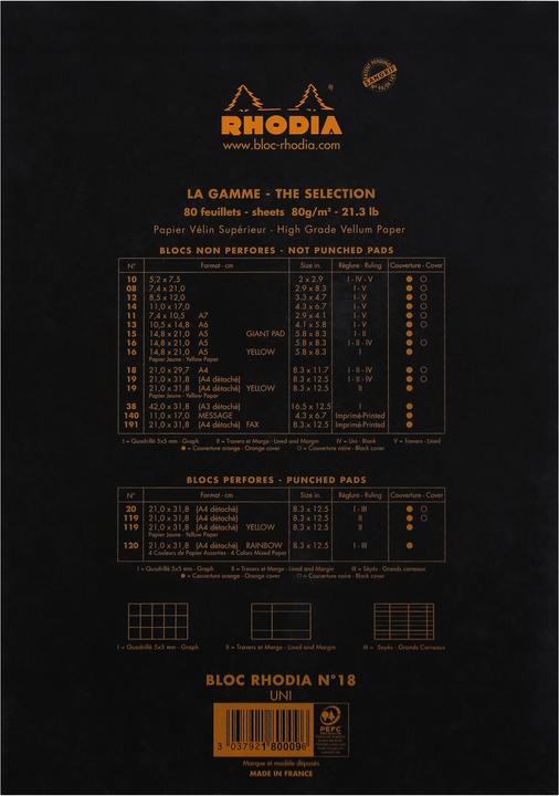 Image du produit Rhodia Blocs agrafés 80 g Basics (A4, Blanc, Couverture souple)