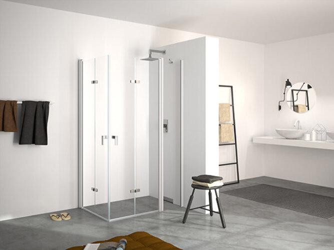 Actual product image Hüppe Design pure folding door, with fixed segment, right-hand fixing, width 1700mm, height 2000mm (211 cm, 170 cm, 200 cm)
