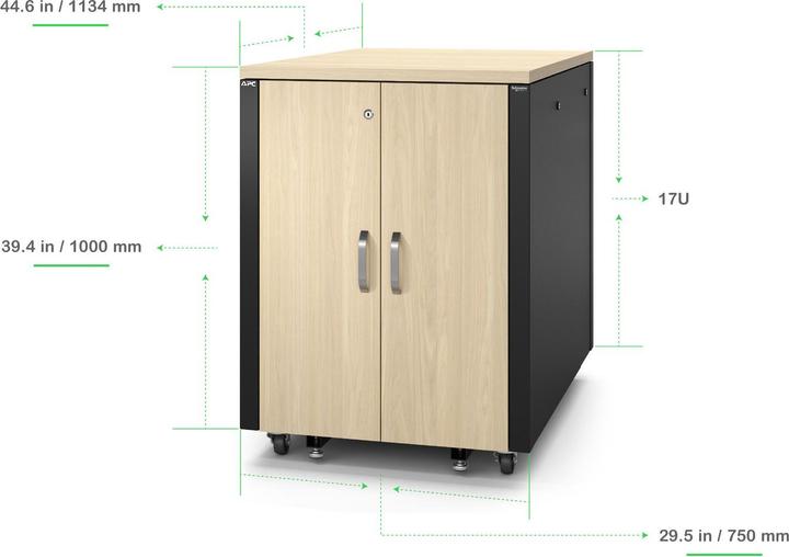 Actual product image APC Network cabinet NetShelter CX AR4017IA Soundproof 17U (17 RU, 19 inch rack)