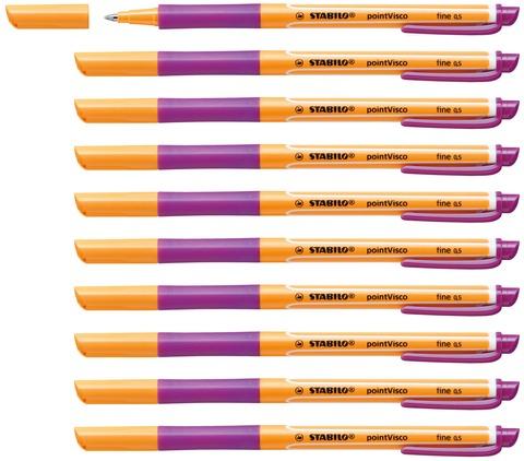 Productafbeelding STABILO Rollerball - pointVisco - set van 10 - paars (Lila, Oranje, 10 x)