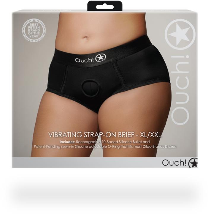 Actual product image Ouch! Vibrating Strap-on Brief - XL/XXL