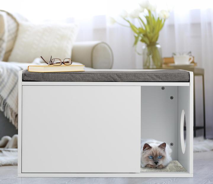 Actual product image Relaxdays Cat Cabinet with Bench (Cat litter box closed)