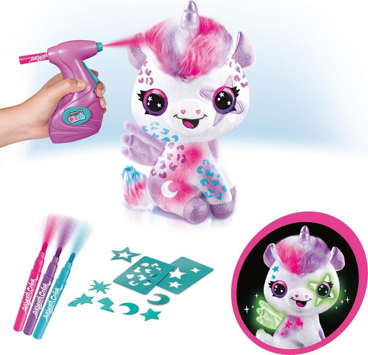 Actual product image Canal Toys Airbrush Plush - Glow in the Dark Unicorn (1274) (26 cm)