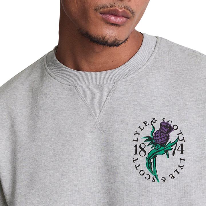 Actual product image Lyle and Scott Mens Thistle Back Print Sweatshirt (XL)