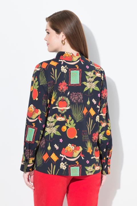 Immagine prodotto Ulla Popken Blusa con stampa country, scollo montante e maniche lunghe (58)