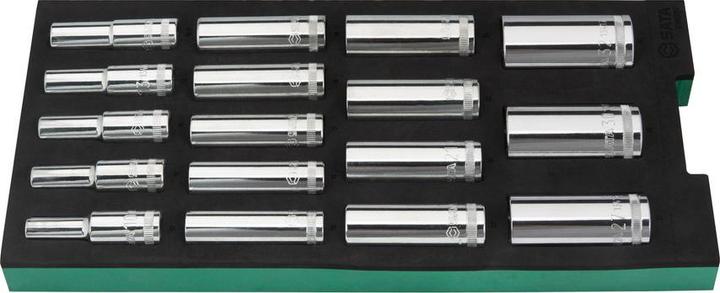 Actual product image SATA 1/2" 6-kant Steckschlüssel-Einlage, lang, 17-tlg.