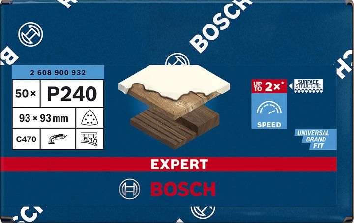 Actual product image Bosch Professional Zubehör EXPERT C470 Abrasive paper for delta sander, 93 mm, G 240, 50 pcs. (240)