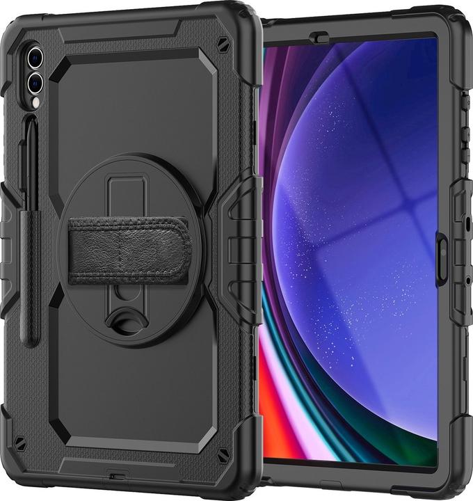 Casecentive Handstrap Pro Hardcase met handvat Galaxy Tab S9 Plus zwart (8720153796118) (Samsung Galaxy Tab S9+)