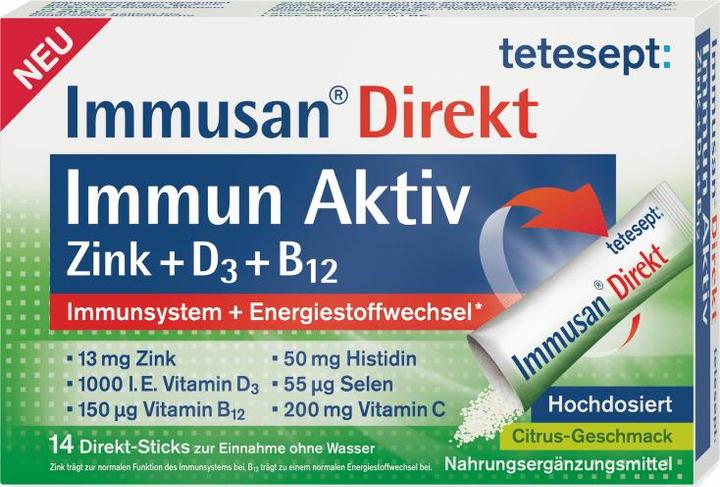Produktbild Tetesept Immusan Direkt Immun Aktiv Zink+D3+B12 (20 Stück, Stift)