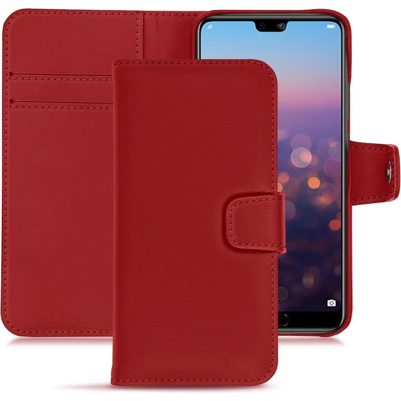 Noreve Lederschutzhülle Wallet (Huawei P20 Pro), Smartphone Hülle, Rot