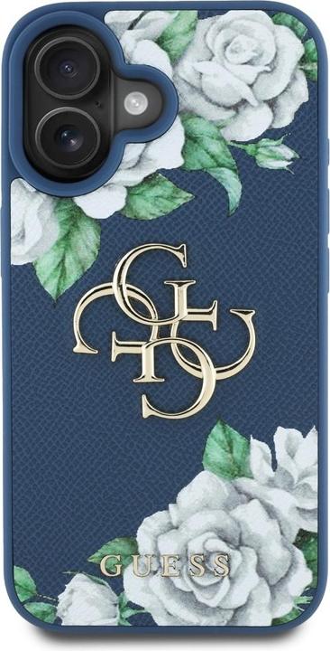 Produktbild Guess Case Grained Roses Big 4G logo for iPhone 16 blue (Apple iPhone 16)