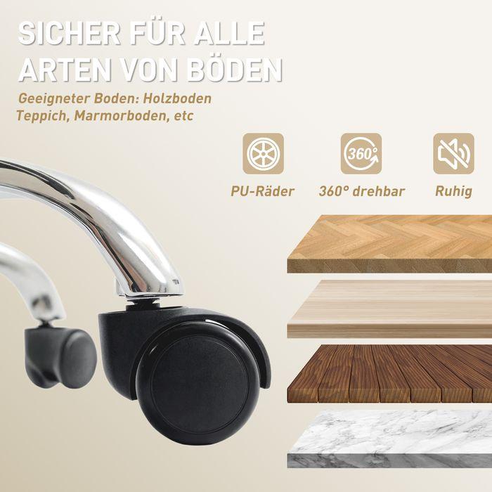 Produktbild Swisshandel24 Bürostuhl, ergonomisch, Fussstütze, Kunstleder, rollbar, drehbar, Metall, Beige+Schwarz (46 - 54 cm)