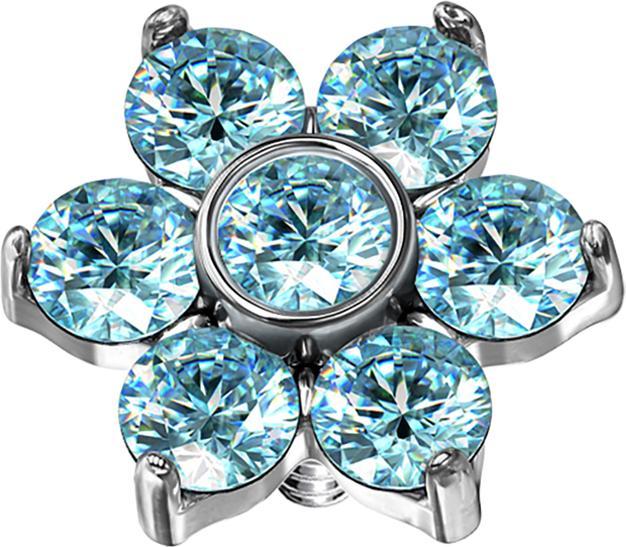 Image du produit Star Piercing Dermal Anchor Fleur Cristal aqua (sans laiton, Acier chirurgical 316L)