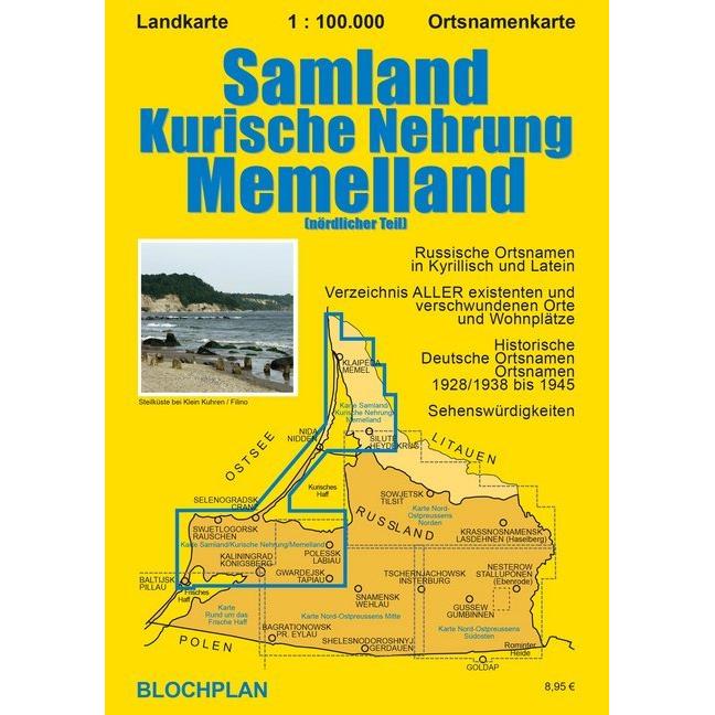 Landkarte Nord-Ostpreussens Samland, Landkarte