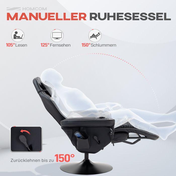 Produktbild Swisshandel24 Gaming Stuhl Massage, 360° Drehbar, Fussstütze, abnehmbare Kopfstütze, Kunstleder, Grau