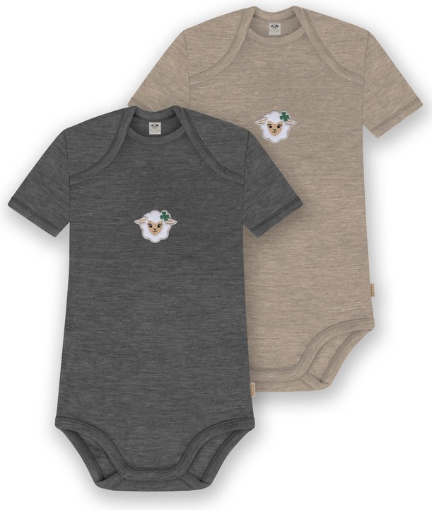 Normani 2er Set Baby Merino Body Kurzarm „Tauranga" - 9297