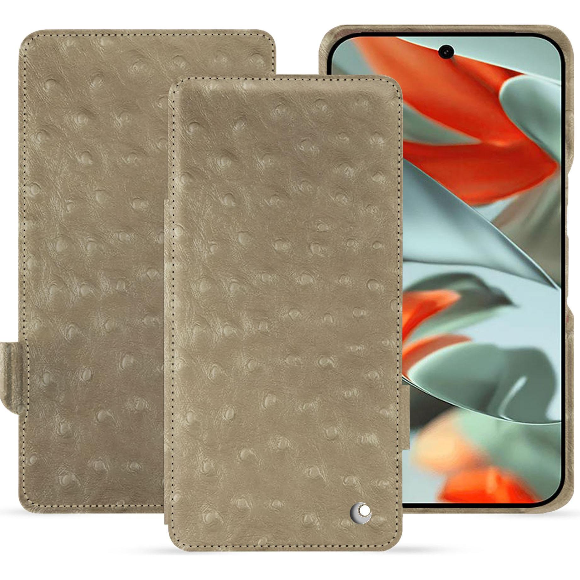 Noreve Lederschutzhülle horizontal (Google Pixel 9 Pro XL), Smartphone Hülle, Beige